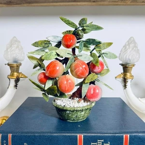 Árbol de jade bonsai vintage con melocotones de piedra - Imagen 1 de 9