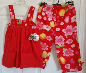 Copper Key Girls Red Summer Lightweight Floral Tank Top & Pants 2pc Set Size 6X - Picture 1 of 6