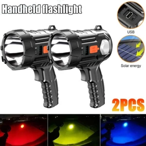 900000000LM Solar LED USB Searchlight Rechargeable Spotlight Handheld Flashlight - Picture 1 of 13