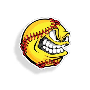 Angry Softball Sticker Soft Ball Laptop Car Vehicle Window Bumper helmet Decal - Picture 1 of 1