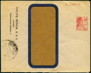 España - Sobre Entero Postal - Laiz o 1249 - 1933 - 30cts. publicidad "Philips.. - Imagen 1 de 1