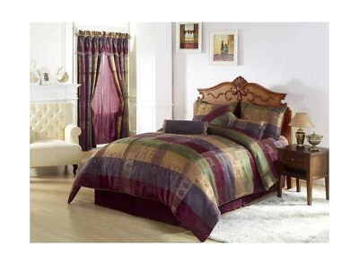 Chezmoi Collection 7 Pieces Multi Color Gitano Jacquard Patchwork Comforter S... - Image 1 of 4