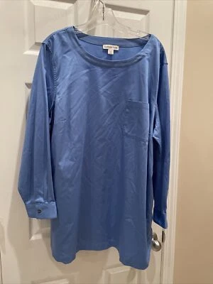 Blusa Coldwater Creek Top Talla 20W ¡Hermosa Manga Larga Azul Linda Cuello Redondo! Foto 1 de 3