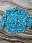 Vintage Womens 80s 90s Shirt Abstract Blue Size Medium Made in USA