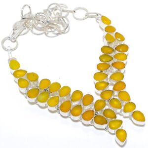 Yellow Sapphire Gemstone 925  Silver Jewelry Necklace 18" j894