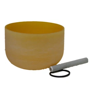 Tazón de canto de cristal nota E de cuarzo amarillo plexo solar Wuyou 12 pulgadas - Imagen 1 de 4