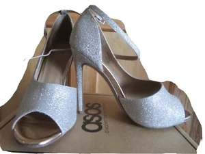 ASOS sandali donna tacco misura 6 oro rosa glitter punta aperta nuovi con scatola Pipino - Foto 1 di 8