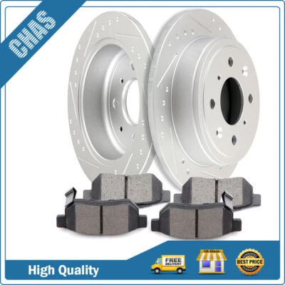 Rear Drilled Brake Rotors Brake Pads Fits 2005 2006 2007 2008 2009 2010 Scion tC - Image 1 of 4