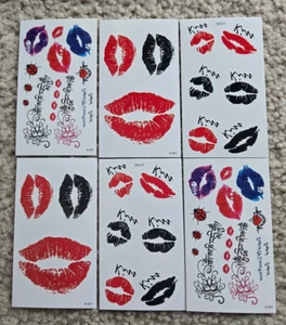 Temporary Tattoos Adult Teens 6 Sheets Valentines Day Heart Kiss Love Tattoos - Picture 1 of 4