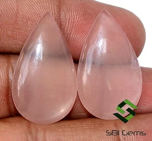 Natürlich Rose Quarz Birne Cabochon Paar 30x18 MM 36.14 Karat Lose Edelsteine - Picture 1 of 6
