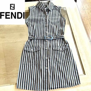 Fendi One Piece Blue White Multicolor Striped Women's Size 42 From Japan Used - Picture 1 of 10