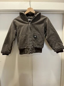 VTG Polar King Boys Hooded Jacket Coat Brown Duck Canvas Kids Small Work - Picture 1 of 6