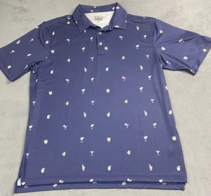 Straight Down Shirt Mens XL Blue Golf Polo Cocktails Alcohol Drinks Stretch - Picture 1 of 12