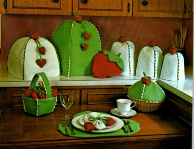 Strawberry Kitchen Kollection Vintage Sewing Pattern Covers Napkins Placemats - Image 1 of 3