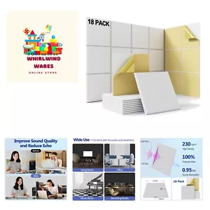 18 Pack White Acoustic Panels 12"X12"X 0.4"Soundproof Wall Panels Wall Decora... - Picture 1 of 9