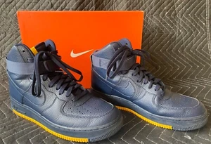 Nike Air Force 1 High Obsidian Blue/Gold Amarillo “Michigans” Sz: 10 #AO2440-400 - Picture 1 of 13