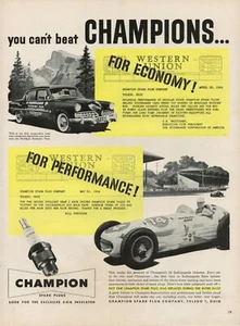 1954 Champion Spark Plugs Vintage Print Ad Indianapolis Indy 500 Speedway Race - Picture 1 of 8