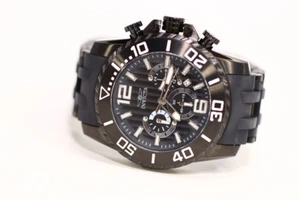 Invicta Men's Sea Spider Chrono Black Polyurethane and IP SS Black Dial - Picture 1 of 5