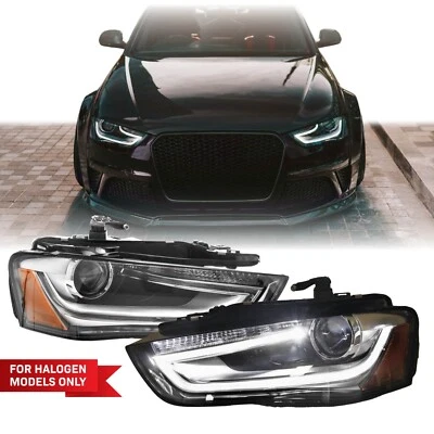 S4 Projector Look LED Light Bar DRL Headlight For 13-16 Audi A4 B8 Halogen Model - Image 1 of 4