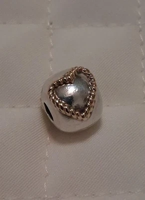 Pandora Braided Heart Clip Charm 790599 Sterling Silver 925, 14K Gold - Image 1 of 4