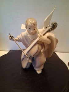Statuina porcellana angelo violoncellista celeste Lladro 1998 vintage ritirata 5492. Carino - Foto 1 di 18