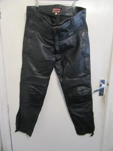VINTAGE 80ER JAHRE SKINTAN LEDER MOTORRAD HOSE GRÖSSE PASST TAILLE 40" - Bild 1 von 8