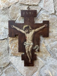 Holzkreuz Ölgemalt Vintage - Bild 1 von 12