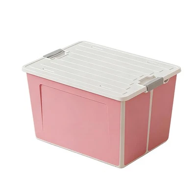 Большие розовые контейнеры для хранения 56 кварт с крышками, складной пластиковый контейнер для хранения... - Изображение 1 из 4