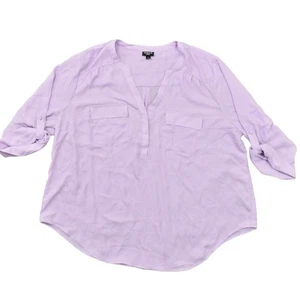 Torrid Size 2 Purple Blouse Polyester Preowned 25" Pit to Pit V Neck Roll up - Picture 1 of 8