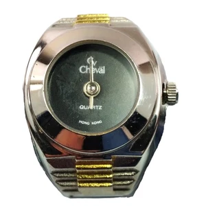 Vintage Andre Cheval Finger Quarz Ring Uhr gold & silberfarben erweiterbares Band - Bild 1 von 9