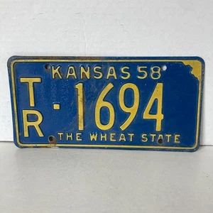 1958 Kansas License Plate 1694 Trego County TR Collector Man Cave Garage - Picture 1 of 3