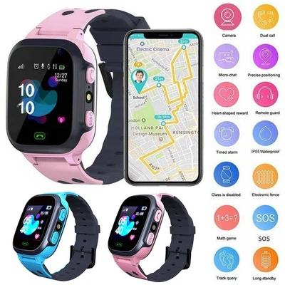 Kinder Telefonuhr Kids Smartwatch LBS Tracker Uhr SOS SIM Wasserdicht Armbanduhr - Bild 1 von 4