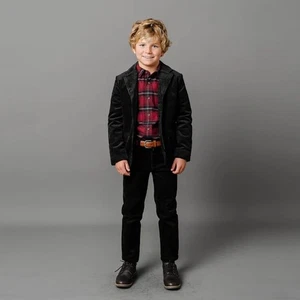 New HOPE & HENRY Organic Cotton Pants Boys 8 Black Corduroy 4 Pocket Zip Stretch - Picture 1 of 12