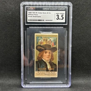 1888 N76 GREAT AMERICANS W. Duke & Sons William Penn CGC 3,5 en muy buena condición+ Pennsylvania - Imagen 1 de 4