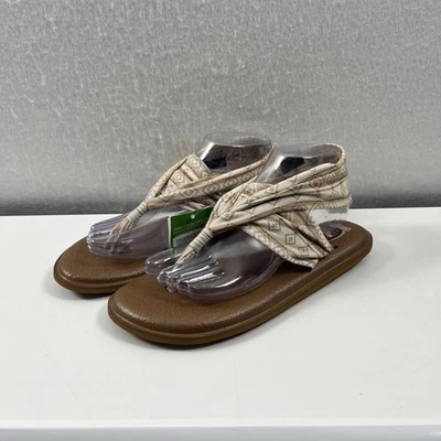 NEW Sanuk Yoga Sling 2 Tan Tribal Strap Yoga Mat Flip Flop Sandal Women's Size 8 - Image 1 of 4