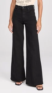Mother The Twister Sneak Pitch Black Jeans Womens 29 Denim wide leg Stretch NWT - Picture 1 of 17