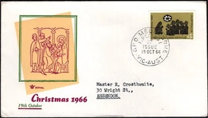 Australia 1966 4c edición navideña con dirección real cubierta del primer día, GC - Imagen 1 de 1