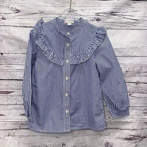 Crewcuts Girls Striped Ruffle Yoke Top Size 6 - Picture 1 of 3
