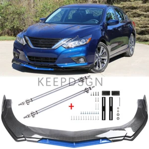 Carbon Fiber Front Bumper Lip Spoiler Splitter + Strut Rods For Honda Accord LX - Picture 1 of 16