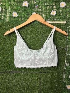 Victoria Secret Foral Mint Blue Dainty Bustier Mini Corset 36B - Picture 1 of 8