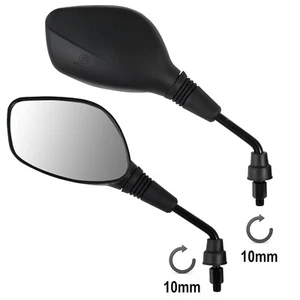 Pair Miroir Retroviseurs M10 Rearview Moto Scooter Noir Atv Quad A-Pro 10 mm - Picture 1 of 4