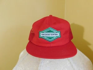 Pre-Owned Red Chicago Central Trucker Meshback Snapback Hat Made in USA - Picture 1 of 8