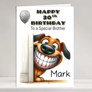 Birthday Personalised Cards for Him Man Male Greeting Card Funny Cute Dog - Picture 1 of 11