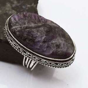 Amethyst Rough Ethnic Handmade Antique Design Ring Jewelry US Size-8 AR 95081