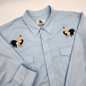 Ranger’s Camicia Uomo Originale Blu Perla Snap Bottoni Ricamata XXL LEGGI - Foto 1 di 13