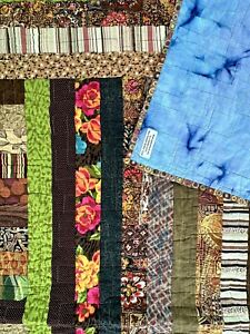 Modern Stitched Quilt, Vibrant Quilt, Hand Stitched Quilt 38”X54” Modern Quilt