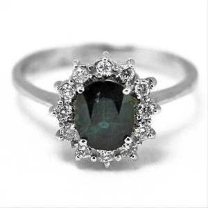Anello Solitario In Oro 18 Kt Con Zaffiro E Diamanti - P030 - Imagen 1 de 4