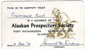 Original Vintage 1970 ALASKAN PROSPECTORS SOCIETY Membership ID Card Elmendorf - Picture 1 of 1