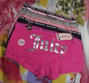 5 JUICY COUTURE JC7530 5PKBU SIGNATURE WAIST COTTON BOYSHORT PANTIES L - Picture 1 of 3