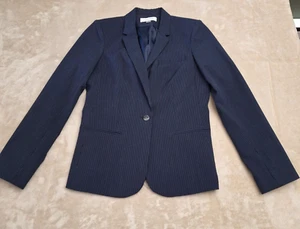 Calvin Klein Blazer Womens Size 6 Blue Pencil Striped Single Breasted One Button - Picture 1 of 11